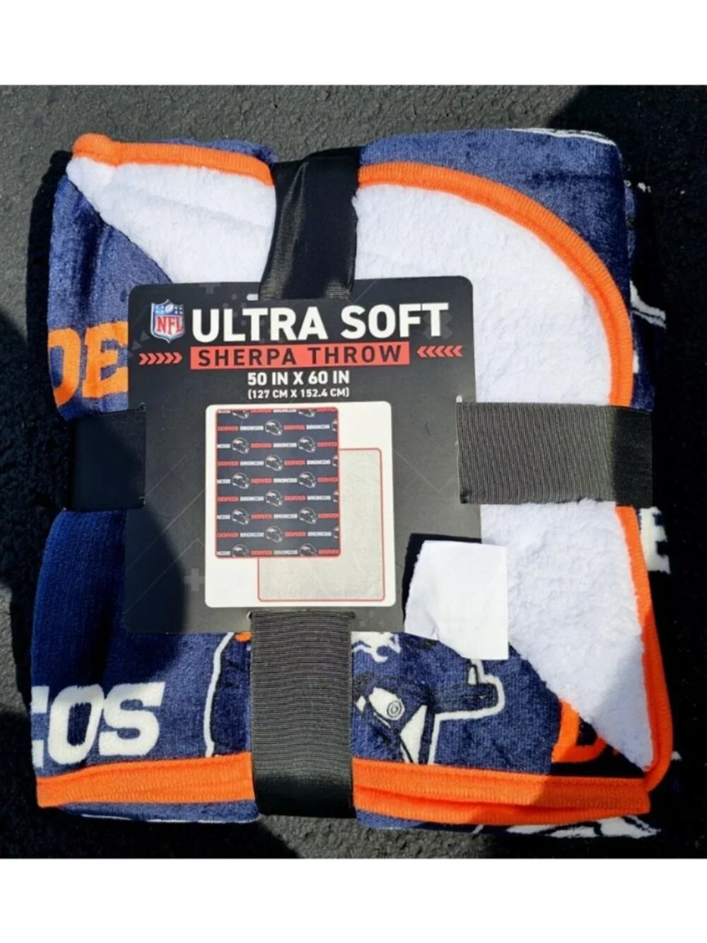 Denver Broncos Sherpa Throw Blanket Ultra Supersoft 60